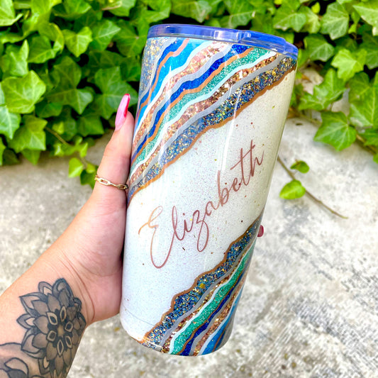 Blue and Gold Personalized Tumbler