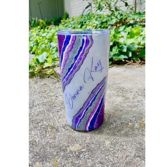 Custom Purple Sparkle Personalized Tumbler